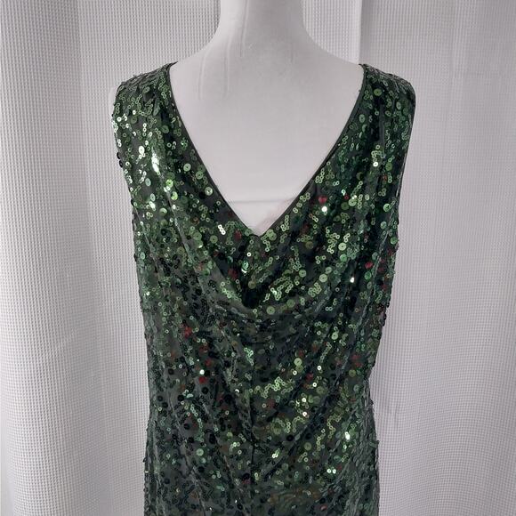 JESSICA SIMPSON! SPARKLING FAB EMERALD GREEN NET, SEQUINNED OVERALL DRESS! SZ 12 - Picture 6 of 11